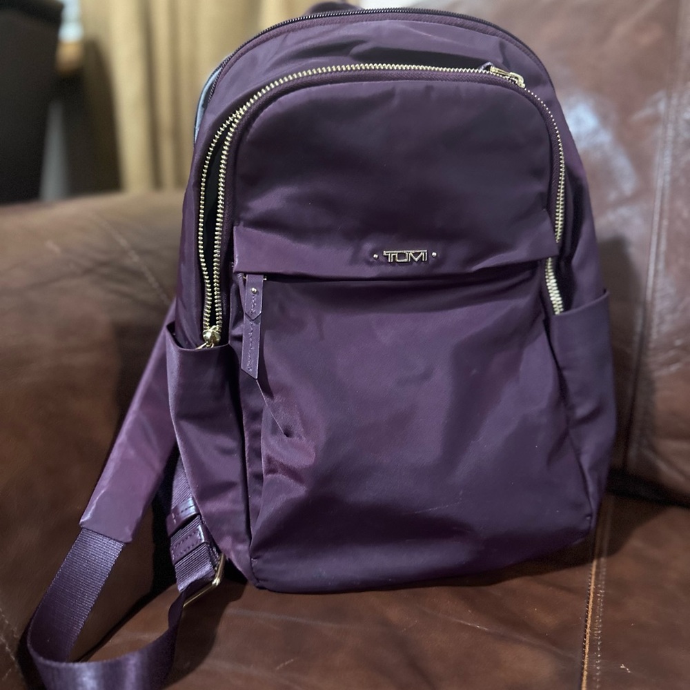 Tumi Voyageur Hilden backpack in the Beetroot color.